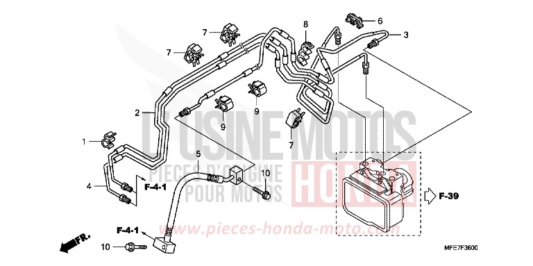 FRONT BRAKE PIPE for Shadow Aero CANDY BLAZE ORANGE (YR196) from 2010